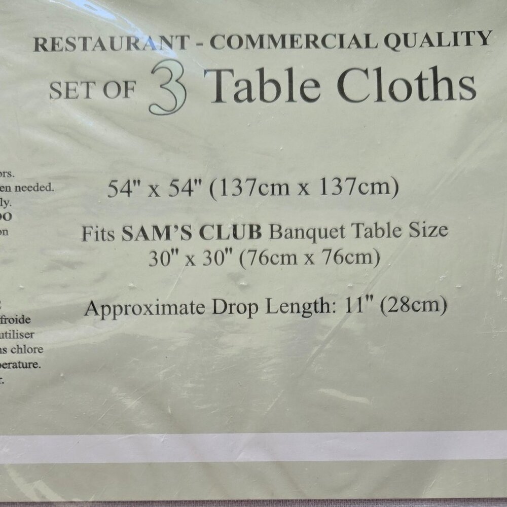 RESTAURANT - COMMERCIAL QUALITY 3 TABLE CLOTHS 54" x 54"  (NWT) - Picture 2 of 4